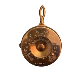 Vintage Cooper Copper-Plated Miniature Frying Pan Thermometer